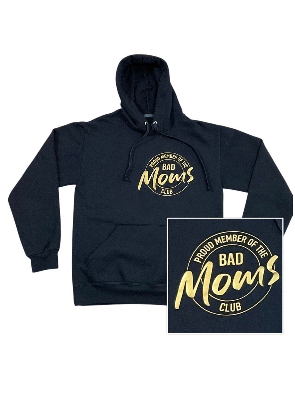 Bad Moms Club Black Hoodie Small Funny Graphic Pullover Sweatshirt